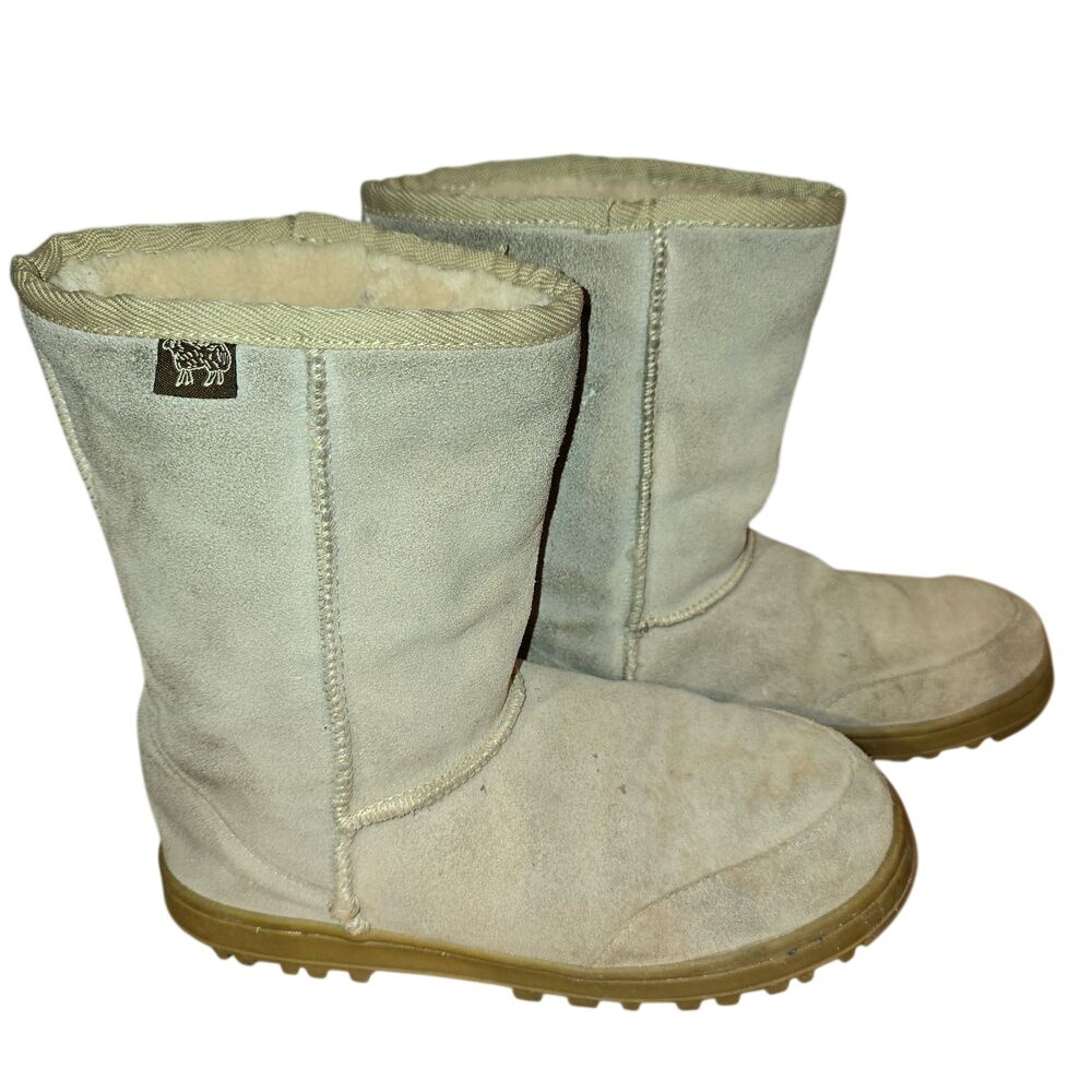 Women's 8 Men's 7 Australian Boot Company‎ Tan Cow Suede Boots Sheep Fur Lining